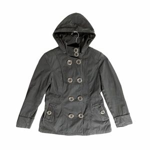 Silver-Buttoned Grey Pea Coat